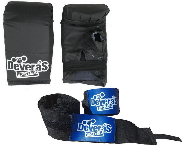 Imagem de Kit boxe infantil com luva para boxe infantil - luva bate saco - e bandagem para luta muay thai ou boxe