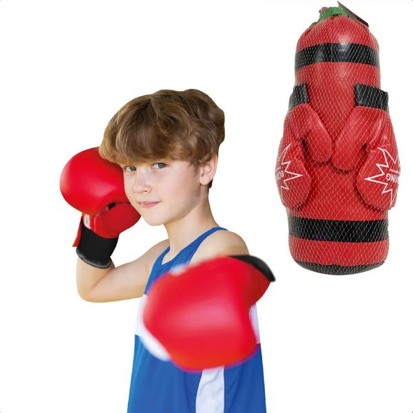 Imagem de Kit Boxe Infantil Com Luvas Go Play Vermelha 14x44cm acima de 3 Anos Multikids - BR1208