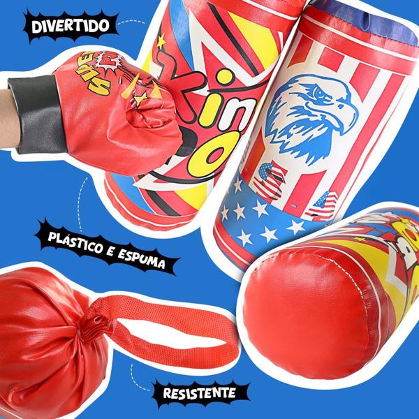 Imagem de Kit Boxe Infantil Com Mini Saco De Pancada + Par De Luvas