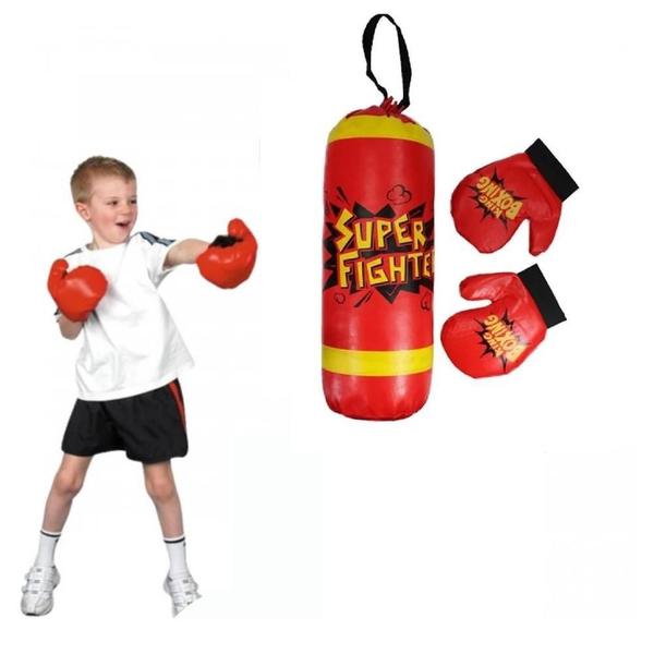 Imagem de Kit boxe infantil saco de panacadas luva muay thai treinamento criança esporte fitness