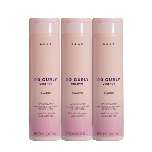 Imagem de Kit Braé Go Curly Crespos - Shampoo 250ml (3 unidades)