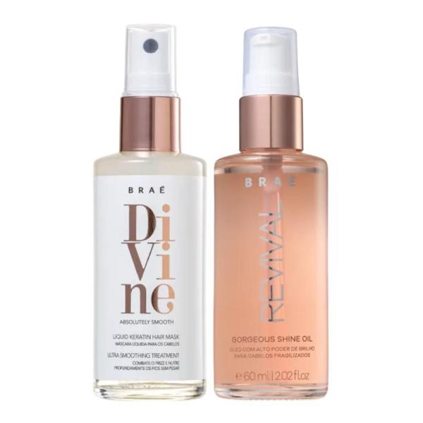 Kit Braé Máscara Líquida Divine, Óleo Capilar Revival Gorgeous Shine 60ml Kit Braé Máscara Líquida Divine, Óleo Capilar Revival Gorgeous Shine 60ml