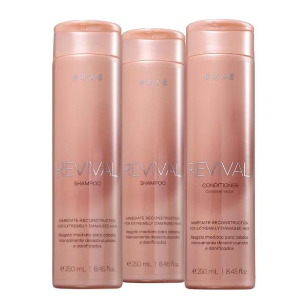 Kit Braé Revival 2x Shampoo 250ml, Condicionador 250ml (3 produtos) Kit Braé Revival 2x Shampoo 250ml, Condicionador 250ml (3 produtos)