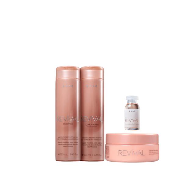 Kit Braé Revival - Shampoo 250ml + Condicionador 250ml + Máscara 200g + ampola 13ml Kit Braé Revival - Shampoo 250ml + Condicionador 250ml + Máscara 200g + ampola 13ml