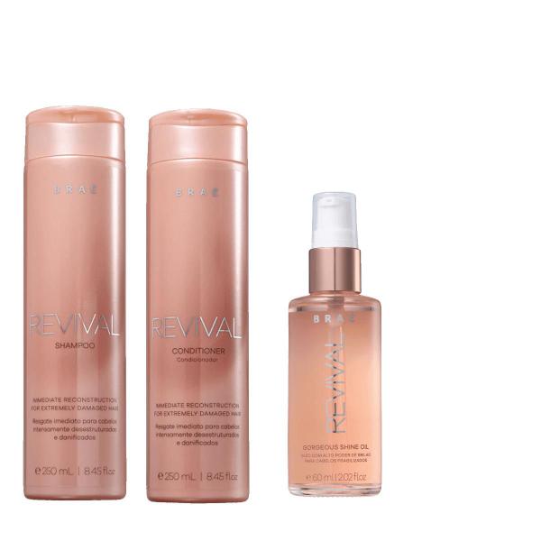 Imagem de Kit BRAÉ Revival Shampoo, Condicionador e Shine Oil