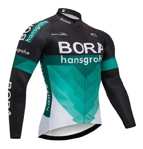 Imagem de Kit Bretelle Camisa Manga Longa Ciclismo Bora Dryfit Gel Uv