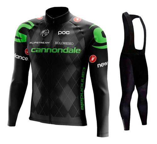 Imagem de Kit Bretelle Gel Camisa Longa Ciclismo Cannondale Bike Uv50+