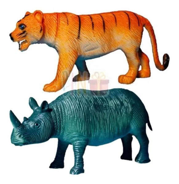 Imagem de Kit Brinquedo 6 Animal Selvagem Miniatura Coleção Leão Onça - Toy King