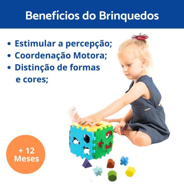 Imagem de Kit Brinquedo Bebê Educativo Divertido Encaixar Basquete + Cubo Didático 1 ano Presente Menino Menina