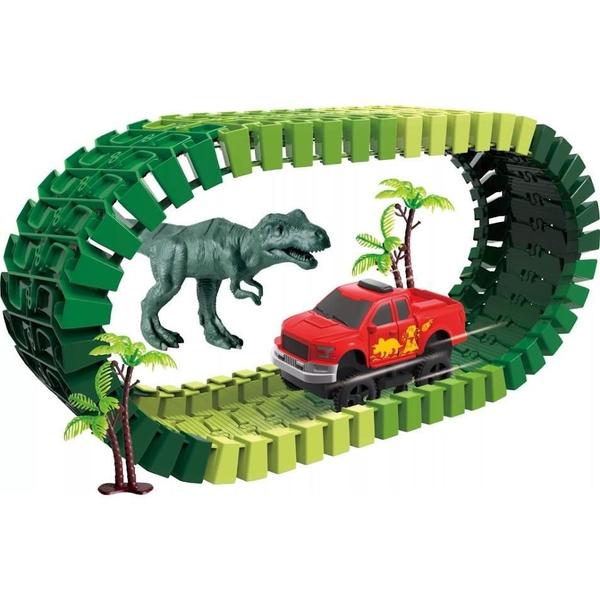 Imagem de Kit Brinquedo Cabeça Dinossauro Lançador Carro Pista Trilho