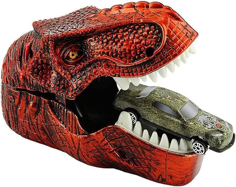 Imagem de Kit Brinquedo Cabeça Dinossauro Lançador Carro Pista Trilho