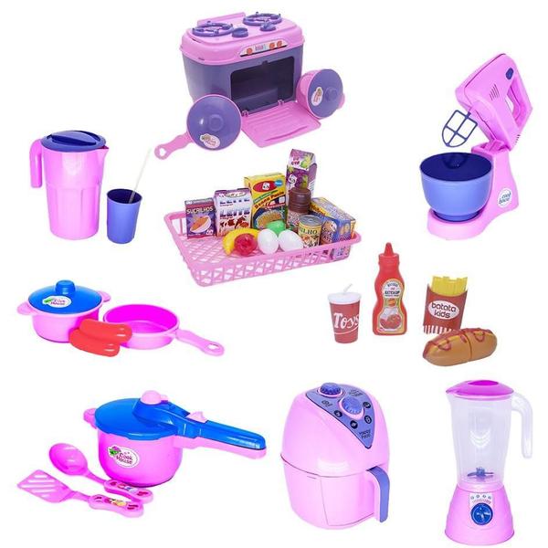 Imagem de Kit Brinquedo Cozinha Menina Eletro Panela Comida 32 Peças