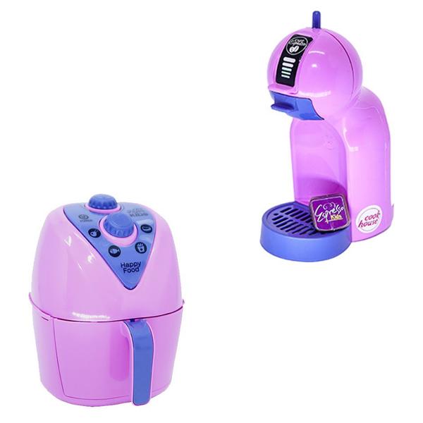 Imagem de Kit Brinquedo Cozinha Menina Rosa Fogão Mercado Café 29pç