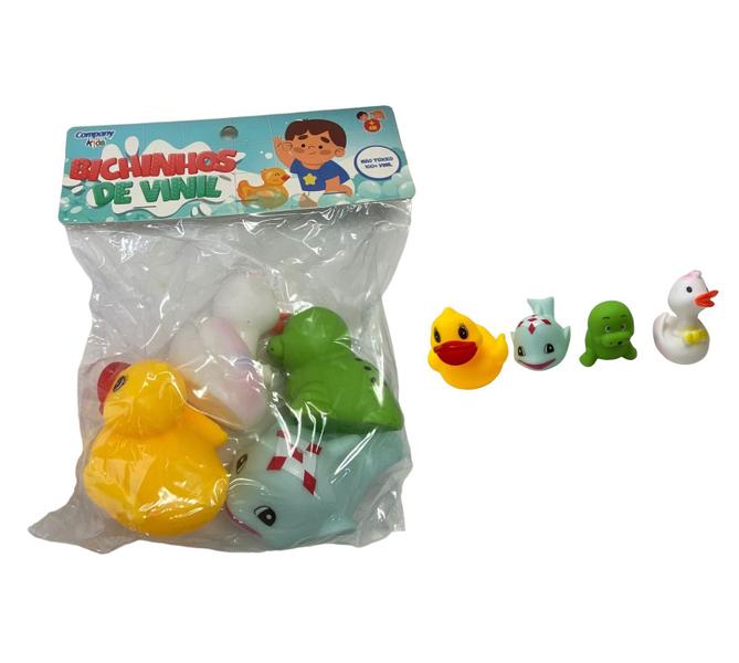 Imagem de Kit Brinquedo de Banho Animais Infantil Bebê c/ 4 unidades