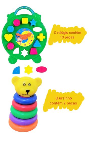 Imagem de Kit Brinquedo Educativo 1 Ano Menino Menina Ursinho Relógio