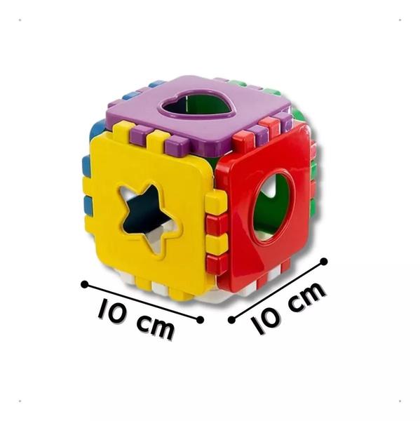 Imagem de Kit Brinquedo Educativo Didatico Bola e Cubo Encaixe Bebe Infantil Colorido Sensorial Montessori