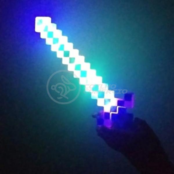 Imagem de Kit Brinquedo Espada Pixel Ninja 58cm Diamante com Som e Luz + 3 Pilhas AA - Azul