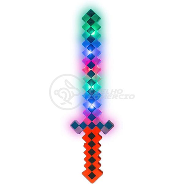 Imagem de Kit Brinquedo Espada Pixel Ninja 58cm Diamante com Som e Luz + 3 Pilhas AA - Vermelho 12