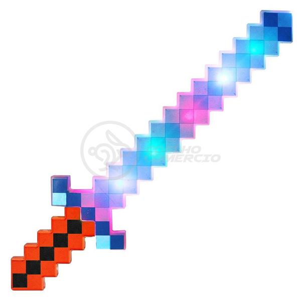 Imagem de Kit Brinquedo Espada Pixel Ninja 58cm Diamante com Som e Luz + 3 Pilhas AA - Vermelho 2