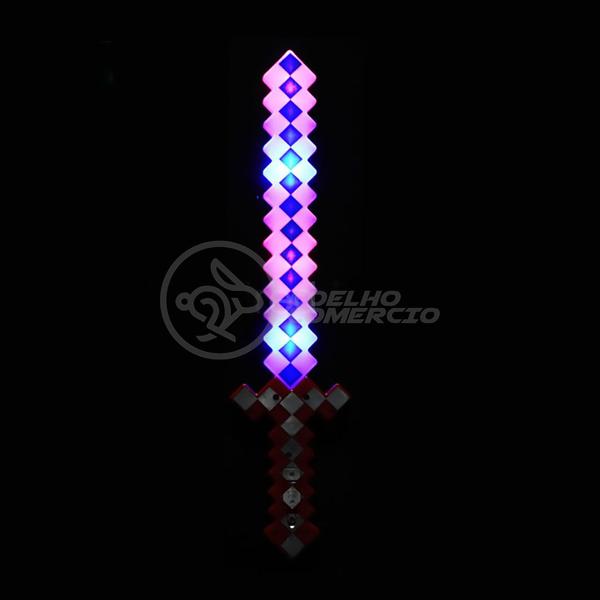 Imagem de Kit Brinquedo Espada Pixel Ninja 58cm Diamante com Som e Luz + 3 Pilhas AA - Vermelho 21