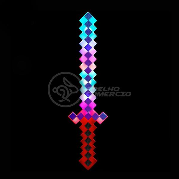 Imagem de Kit Brinquedo Espada Pixel Ninja 58cm Diamante com Som e Luz + 3 Pilhas AA - Vermelho 26