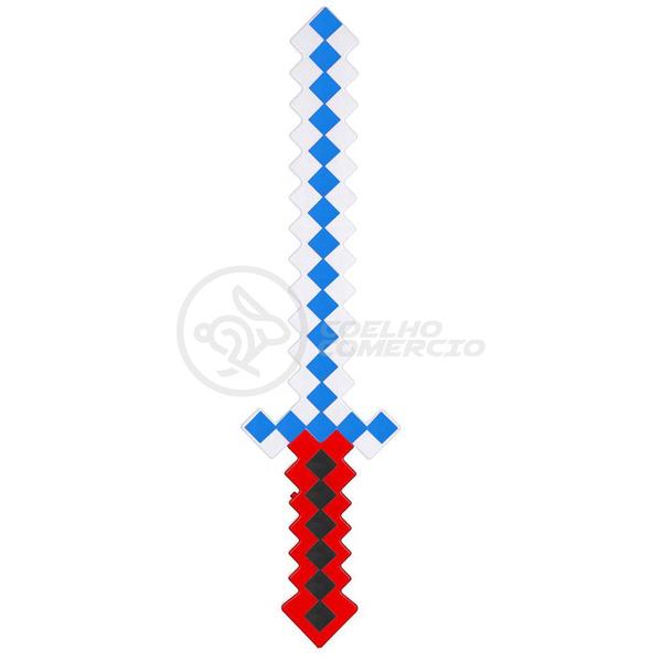 Imagem de Kit Brinquedo Espada Pixel Ninja 58cm Diamante com Som e Luz + 3 Pilhas AA - Vermelho 27