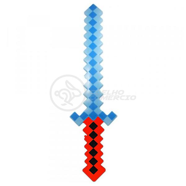 Imagem de Kit Brinquedo Espada Pixel Ninja 58cm Diamante com Som e Luz + 3 Pilhas AA - Vermelho