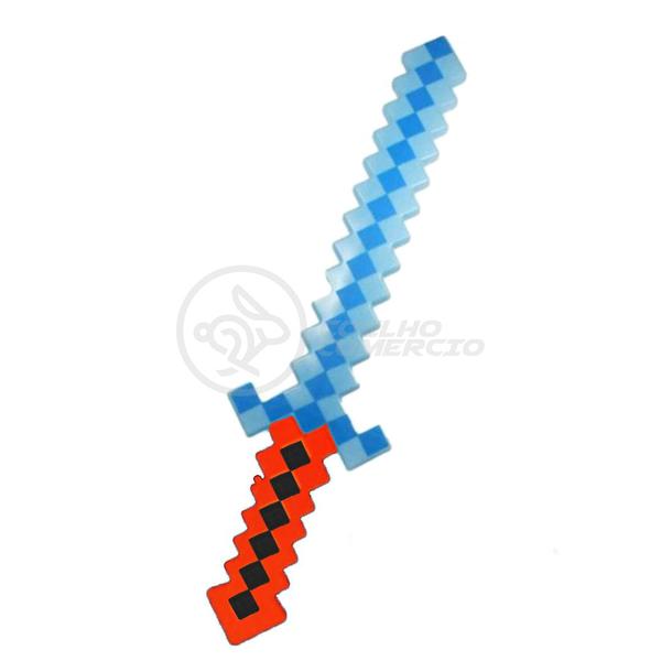 Imagem de Kit Brinquedo Espada Pixel Ninja 58cm Diamante com Som e Luz + 3 Pilhas AA - Vermelho