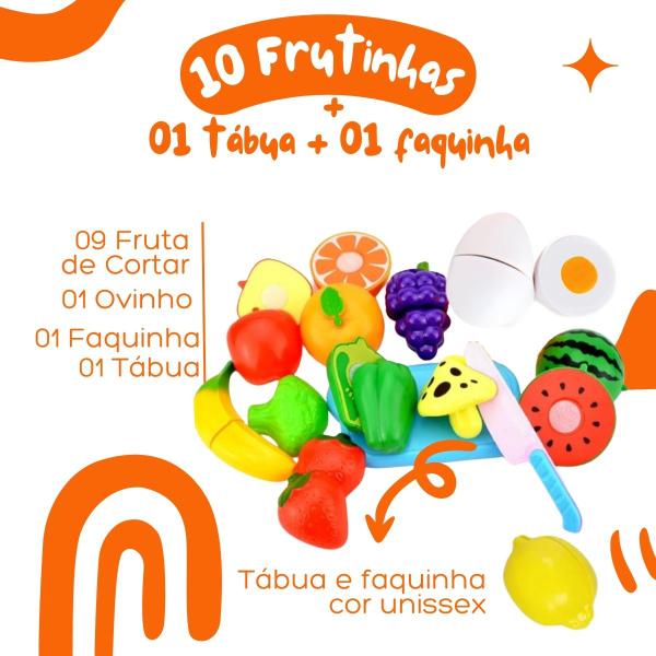 Imagem de Kit Brinquedo Frutas De Cortar Velcr Infantil 12 Pcs Comidinhas 