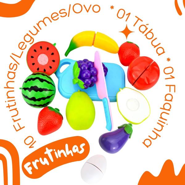 Imagem de Kit Brinquedo Frutas De Cortar Velcr Infantil 12 Pcs Comidinhas 