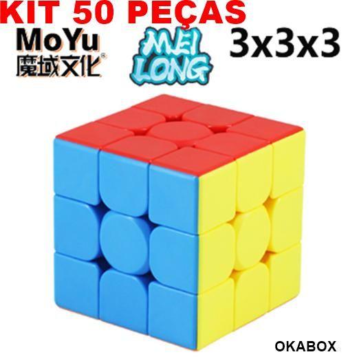 Imagem de Kit Brinquedo infantil 50 Cubos Mágico 3x3x3 - Moyu  Atacado