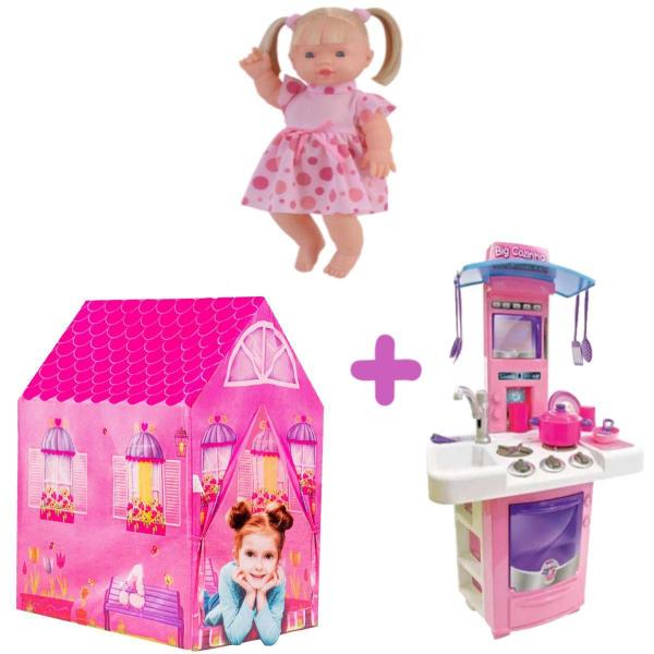 Imagem de Kit Brinquedo Infantil Boneca Elisi Com Barraca e Cozinha