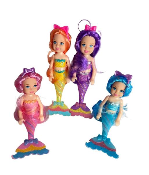 Imagem de Kit Brinquedo Infantil c/ 4 Bonecas Sereias Sortida Meninas