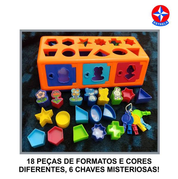 Imagem de Kit Brinquedo Infantil Conjunto Caixa Encaixa Coordenação Motora 18 Peças Blocos Coloridos Didático