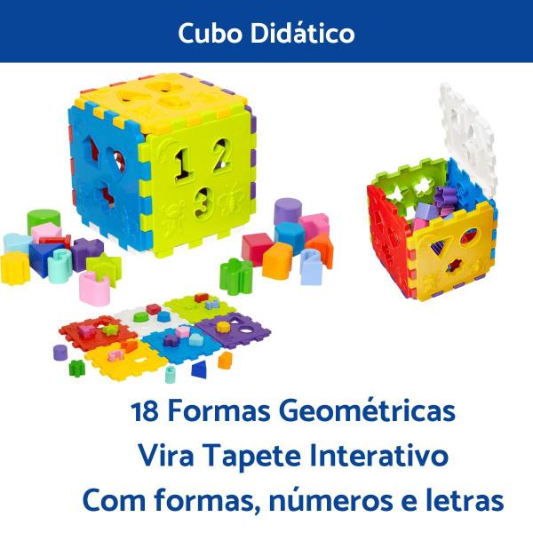 Imagem de Kit Brinquedo Infantil Educativo Bebê Didático Montar Cubo + Girafa Mercotoys Criança Presente Menino Menina 1 ano