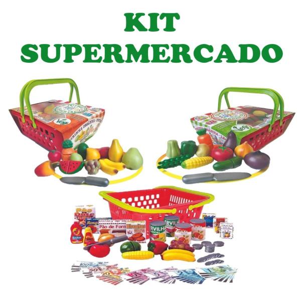 Imagem de Kit Brinquedo Para Crianças Mercadinho Cesta de Compras