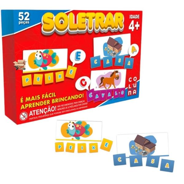 Imagem de Kit Brinquedo Pedagógico Educativo 4 Jogos Vogais + Sílabas + Soletrar + Alfabeto - Pais E Filhos