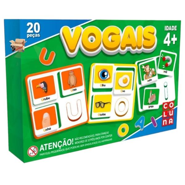 Imagem de Kit Brinquedo Pedagógico Educativo 4 Jogos Vogais + Sílabas + Soletrar + Alfabeto - Pais E Filhos