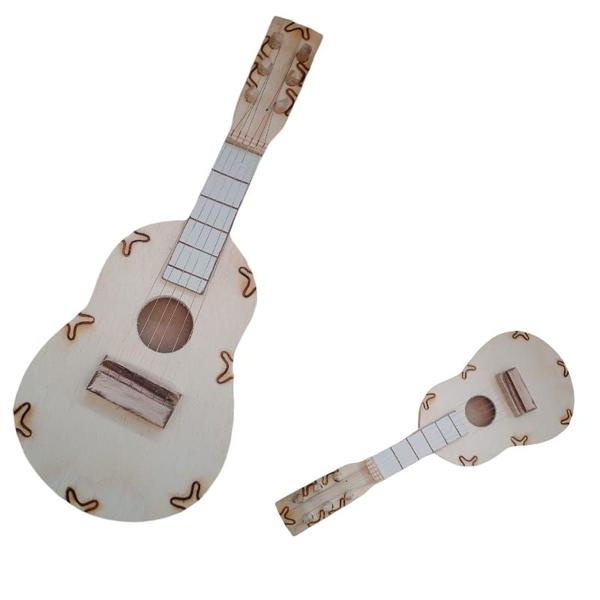 Imagem de Kit Brinquedo Pedagógico Educativo Em Madeira Relógio + Aramado M + Xilofone + Violão