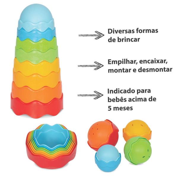 Imagem de Kit Brinquedos Bebes + 6 Meses Didático E Educativo Empilhar