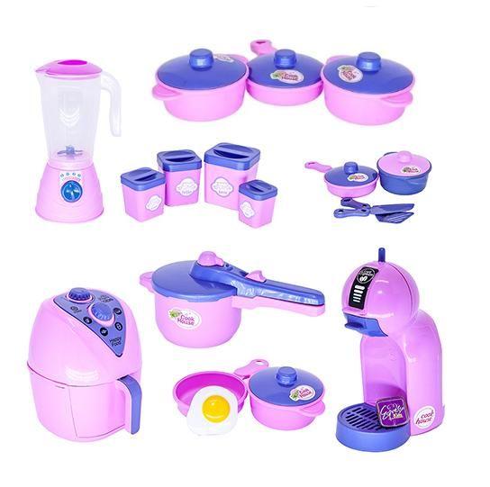 Imagem de Kit Brinquedos de Menina Cozinha Completa Panelas AirFryer