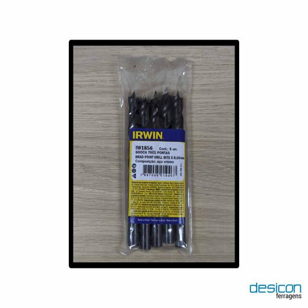 Imagem de Kit Broca de 3 Pontas Irwin 110x8mm C/5 Para Madeira IW1856