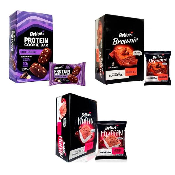 Kit Brownie E Cookie Protein E Muffin - Belive Imagem de Kit Brownie E Cookie Protein E Muffin - Belive