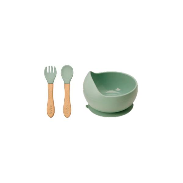 Imagem de Kit Buba - Bowl com Ventosas e Talheres em Silicone Verde