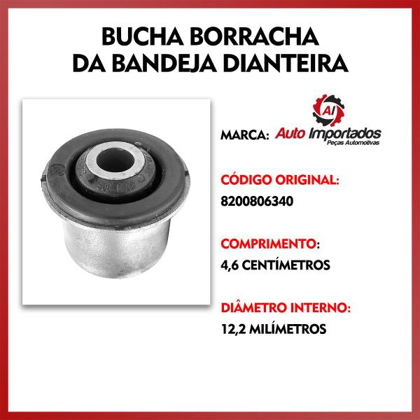 Imagem de Kit Bucha Borracha Dianteira Bandeja Balança Leque Suspensão Dianteira Renault Logan 2015 2016 2017 2018 2019 2020 2021