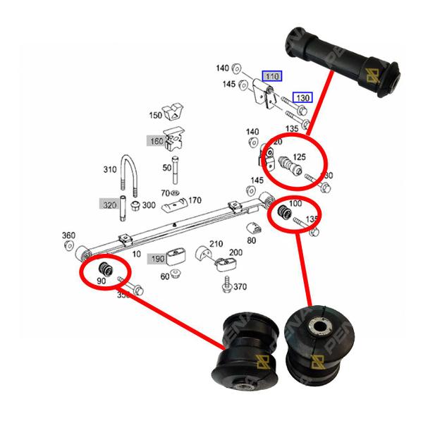 Imagem de Kit Bucha da Mola Traseira Sprinter 415 cdi Parafuso 12,5mm