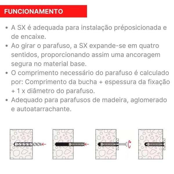 Imagem de Kit buchas SX fischer vários tamanhos com parafusos