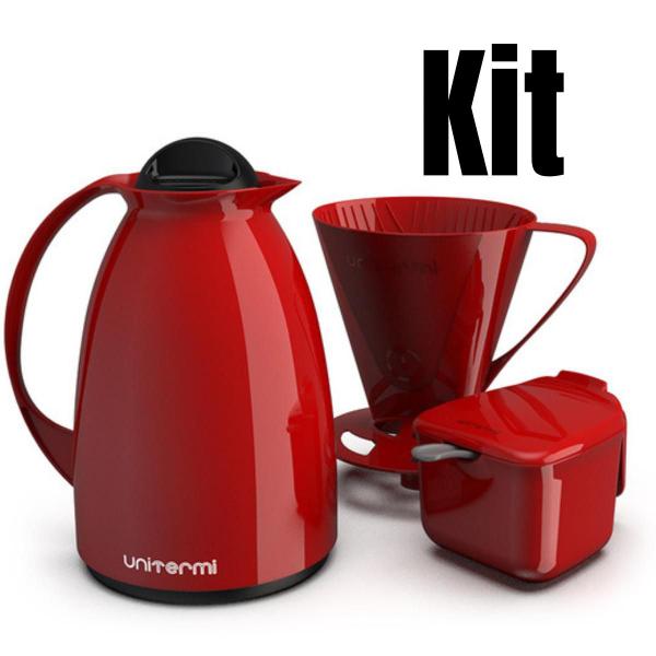 Imagem de Kit Bule Térmico +  Porta Filtro Coador + Açucareiro para Café