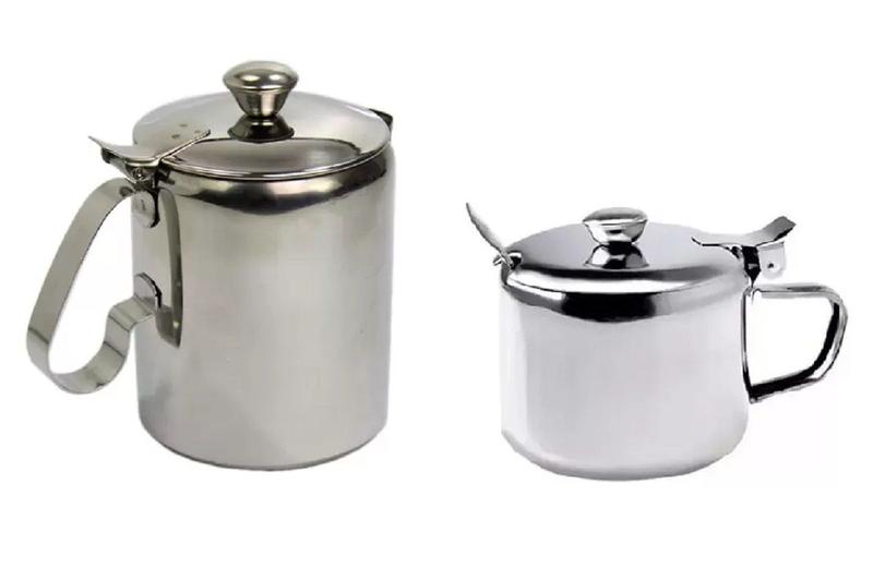 Imagem de Kit Bule tipo leiteira 750ml e açucareiro Aço Inox 