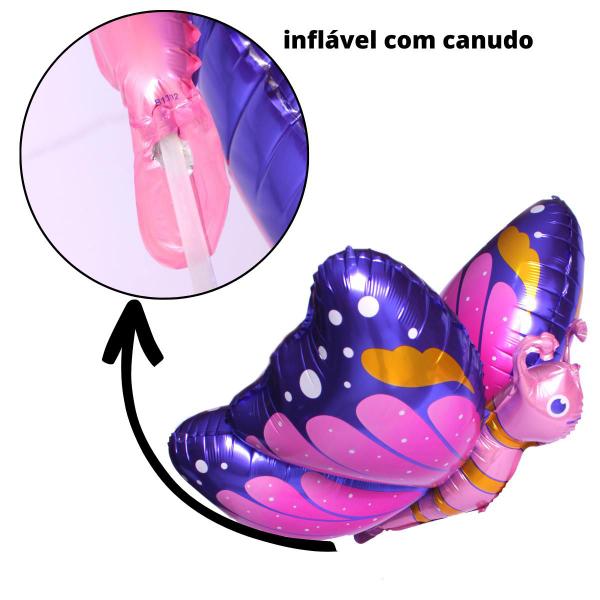 Imagem de Kit Buque 7 Bexiga Balao Borboleta Folha Aniversario Festa